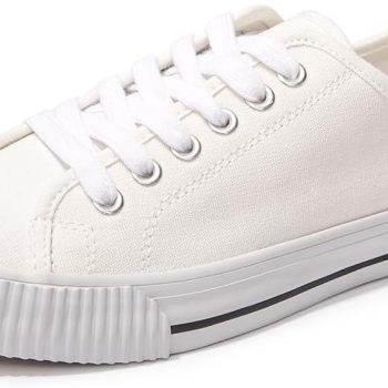 Women's Fashion Sneakers Low Top Lace Up Canvas Sneakers Comfort Tennis Shoes Casual Walking Shoes