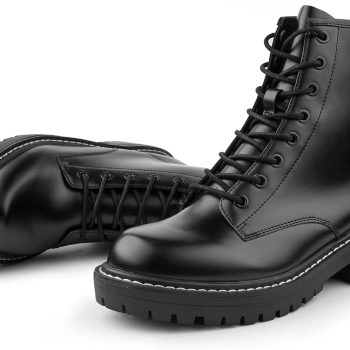 Women’s Fashion Ankle Booties Causal 8-Eye Side Zipper Lace-up Combat Boots