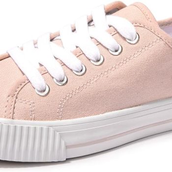 Women's Fashion Sneakers Low Top Lace Up Canvas Sneakers Comfort Tennis Shoes Casual Walking Shoes