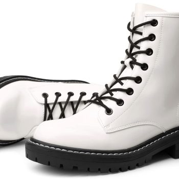 Women’s Fashion Ankle Booties Causal 8-Eye Side Zipper Lace-up Combat Boots