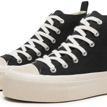 Womens High Top Platform Canvas Sneaker Shoes,White Tennis Platform Shoes Classic Fashion Women Lace ups Sneakers