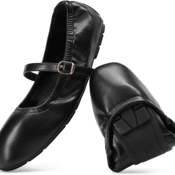 Women's Ballet Flats Foldable Square Toe Mary Jane Flats Comfortable Slip On Dress Shoes Business Casual Work Mary Jane Shoes