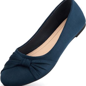 Women's Flats Shoes Faux Suede Round Toe Ballet Dressy Flats Comfortable Slip On Walking Shoes