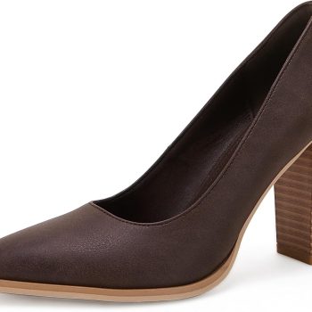 Women's Pointed Toe Pumps Chunky Block High Heel Slip On Dress Party Wedding Shoes