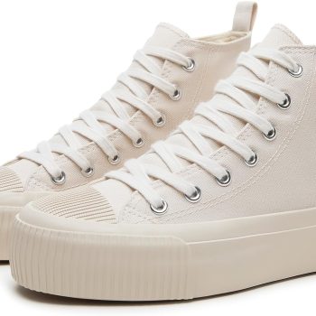 Womens High Top Platform Canvas Sneaker Shoes,White Tennis Platform Shoes Classic Fashion Women Lace ups Sneakers